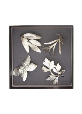 Basil Herb Metal Napkin Ring in Pewter