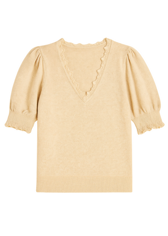 Polline Cashmere Knit Short Sleeve Top in Melange