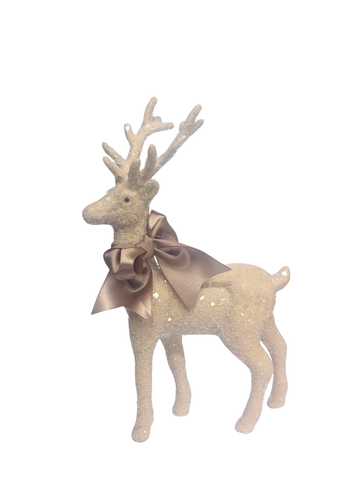 Prancer Deer with Satin Ribbon in Fawn