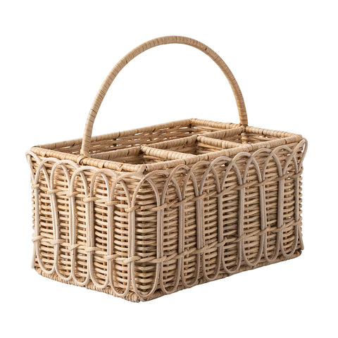 Provence Rattan Silverware Caddy In Whitewash