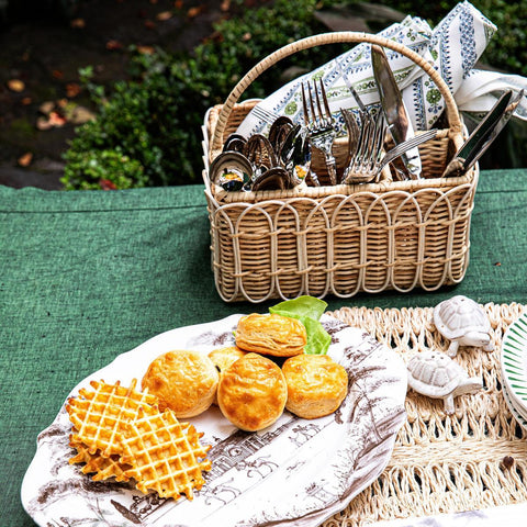 Provence Rattan Silverware Caddy In Whitewash