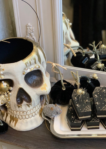 Velvet Decorative Pumpkin in Black