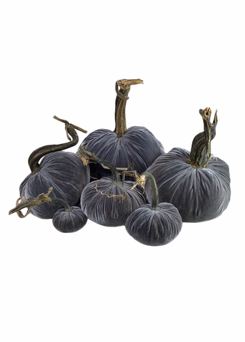 Velvet Decorative Pumpkin in Gray