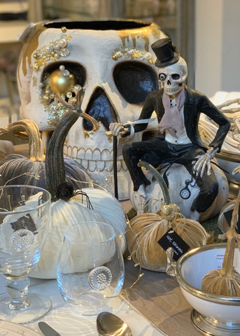 Velvet Decorative Pumpkin in Ivory