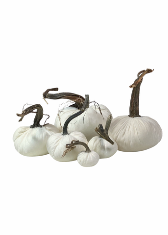 Velvet Decorative Pumpkin in Ivory