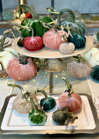 Velvet Decorative Pumpkin in Rhubarb