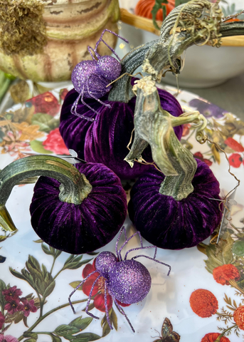 Velvet Decorative Pumpkin in Violet
