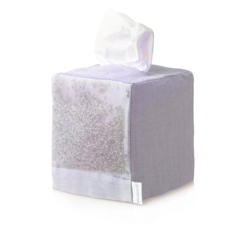 Lavender Filled Tissue Box Cover In Purple Linen