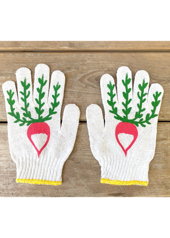 Screen-Printed Radish Gardening Gloves