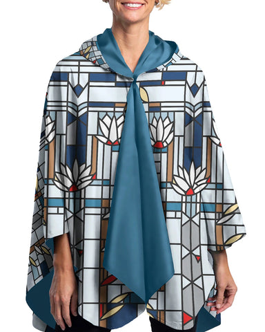 Women's Hooded Rain Cape - Frank Lloyd Wright In Waterlilies