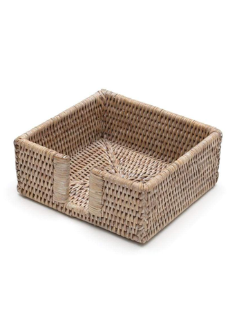 Rattan Cocktail Napkin Holder in Whitewash