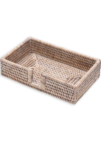 Rattan Guest Towel Holder in Whitewash