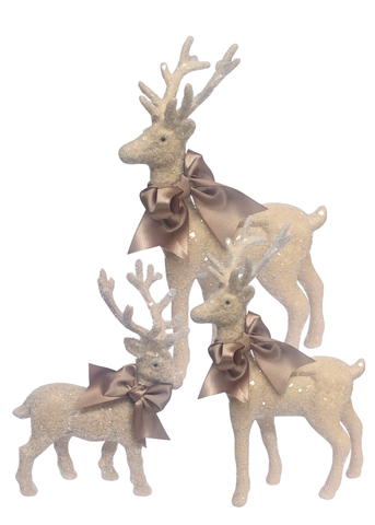 Prancer Deer with Satin Ribbon in Fawn