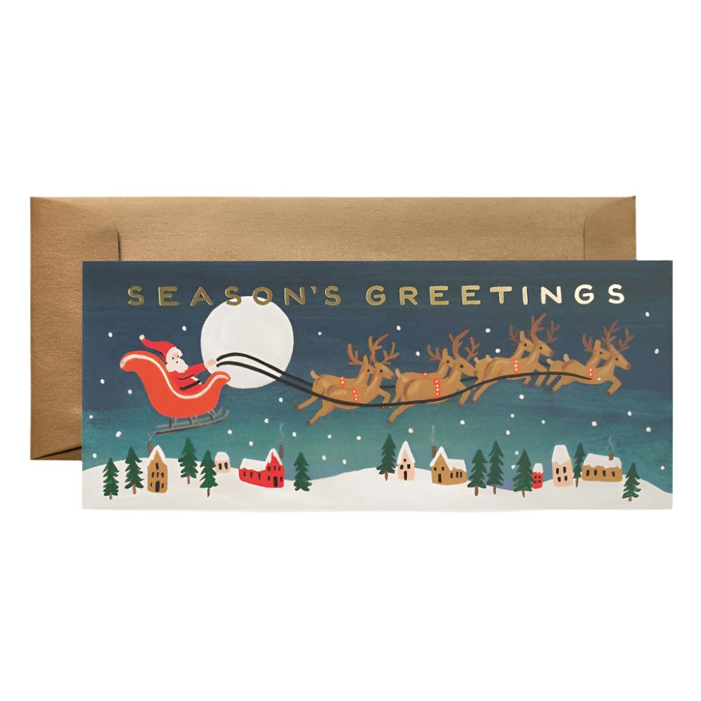 Santa's Sleigh Illustrated Greeting Card