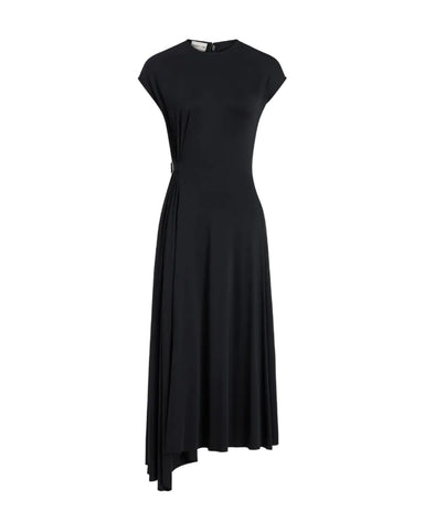 Rosario Drapery Modal Jersey Dress with Adjustable Waist In Black