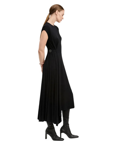 Rosario Drapery Modal Jersey Dress with Adjustable Waist In Black