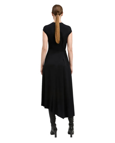 Rosario Drapery Modal Jersey Dress with Adjustable Waist In Black