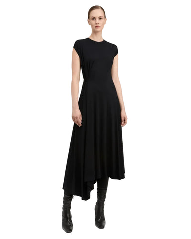 Rosario Drapery Modal Jersey Dress with Adjustable Waist In Black