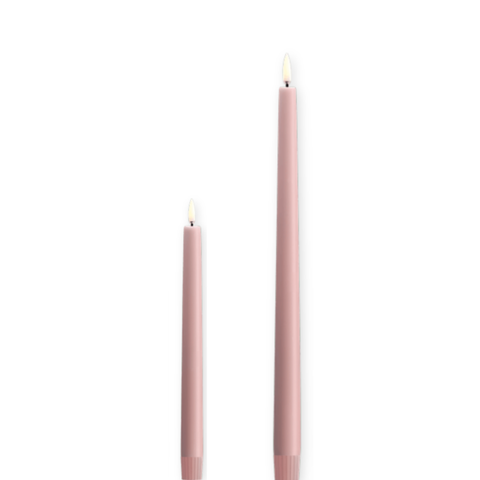 LED Taper Candle Pair In Rose Powder
