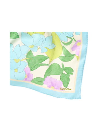 Rosebay Silk Bandana Scarf in Blue + Pink