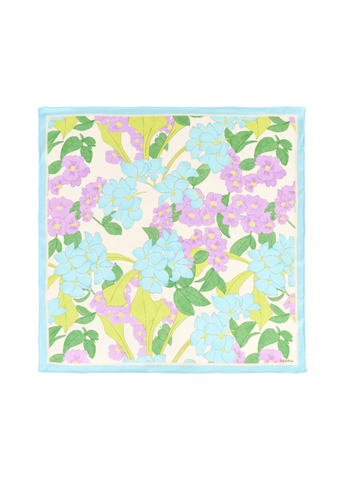 Rosebay Silk Bandana Scarf in Blue + Pink