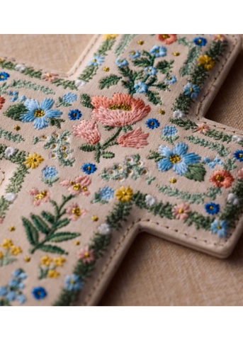 Rosette Embroidered Easter Cross