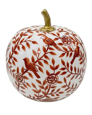 Hand Painted Metal Pumpkin Collection in White + Rust