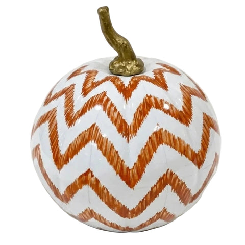 Hand Painted Metal Pumpkin Collection in White + Rust