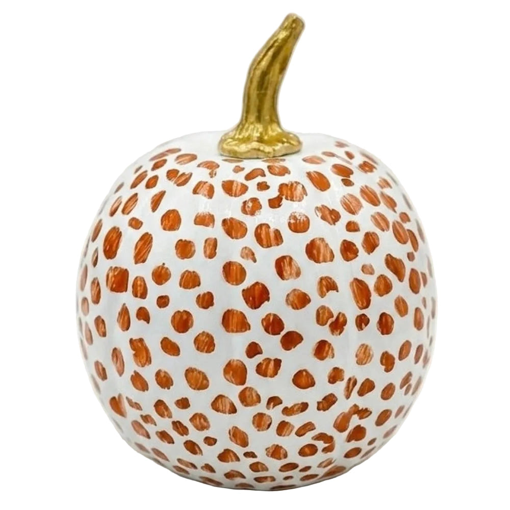 Hand Painted Metal Pumpkin Collection in White + Rust