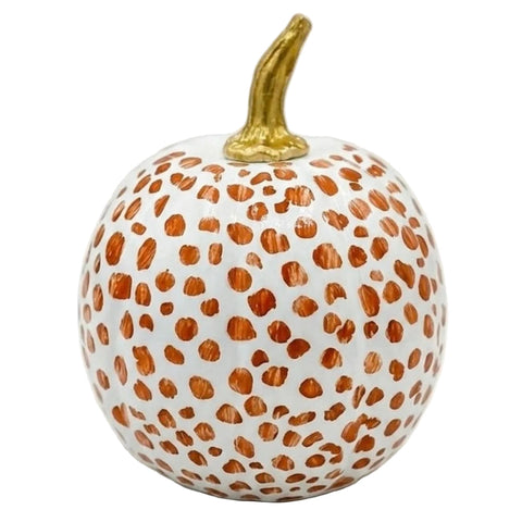 Hand Painted Metal Pumpkin Collection in White + Rust