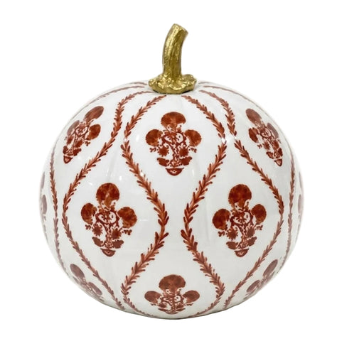 Hand Painted Metal Pumpkin Collection in White + Rust