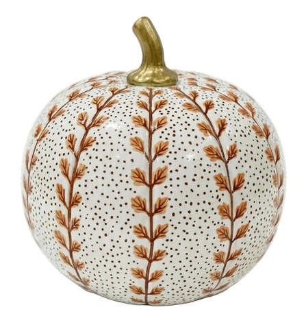 Hand Painted Metal Pumpkin Collection in White + Rust