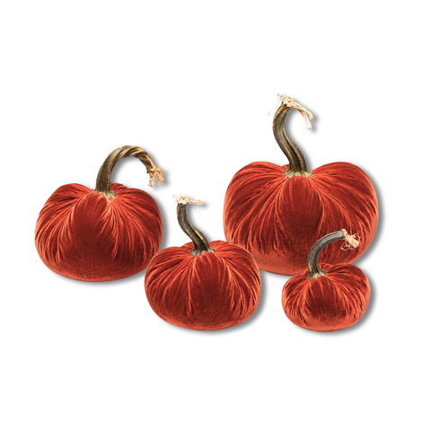 Velvet Decorative Pumpkin in Rust