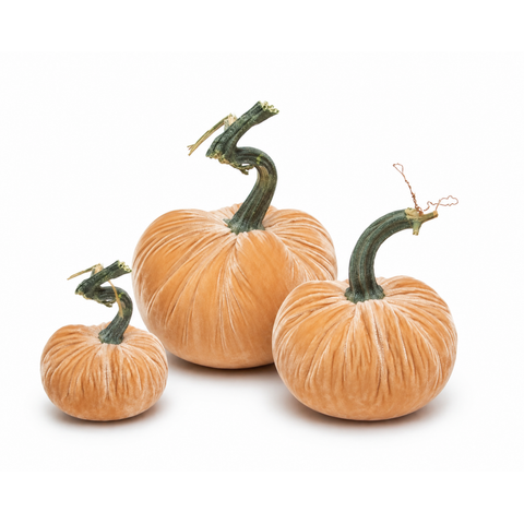 Velvet Decorative Pumpkin in Sandstone