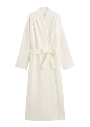 Sarah Polar Fleece Long Sleeve Long Robe in Lait