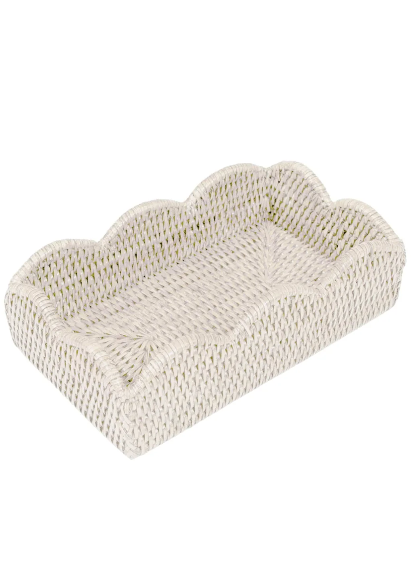 Scalloped Rattan Guest Towel Holder in Cream