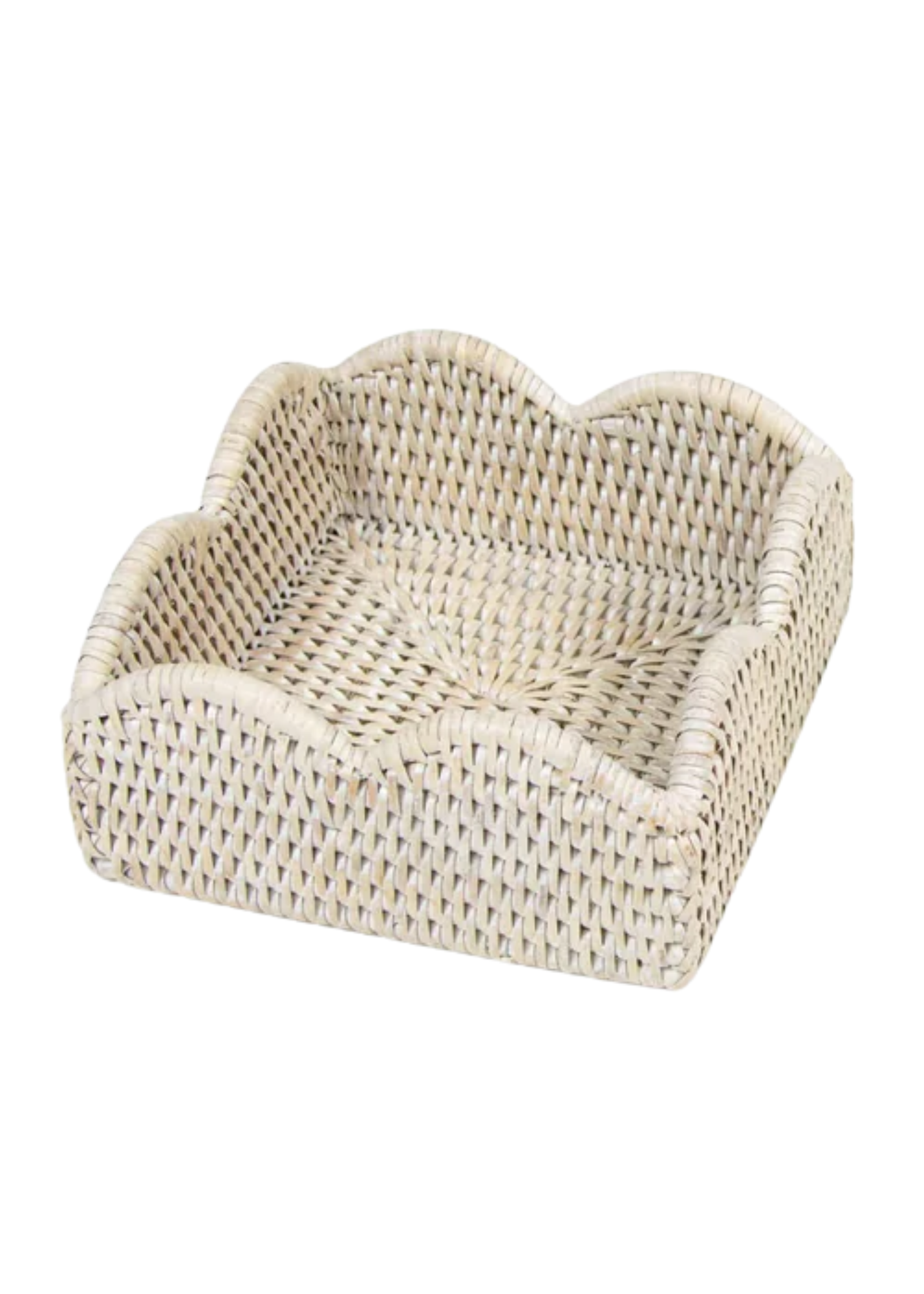 Scallop Rattan Cocktail Napkin Holder in Cream