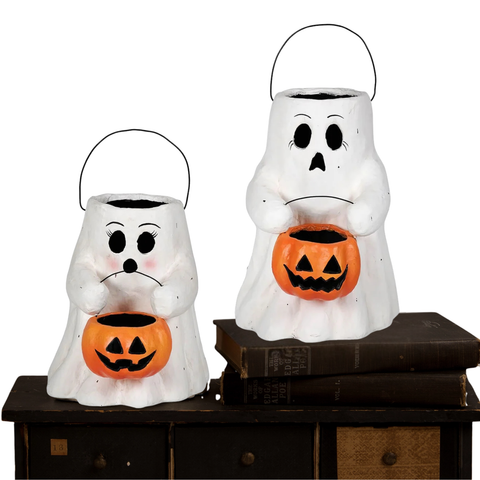 Scardey Boo + Sweet Boo w/Paper Mache Pumpkin Bucket
