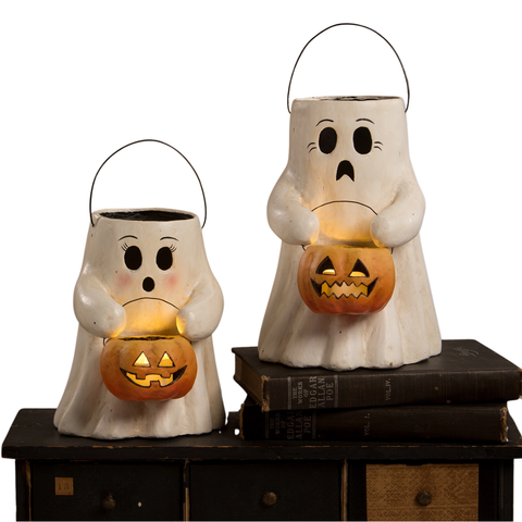 Scardey Boo + Sweet Boo w/Paper Mache Pumpkin Bucket