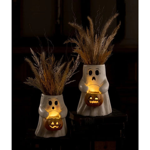 Scardey Boo + Sweet Boo w/Paper Mache Pumpkin Bucket