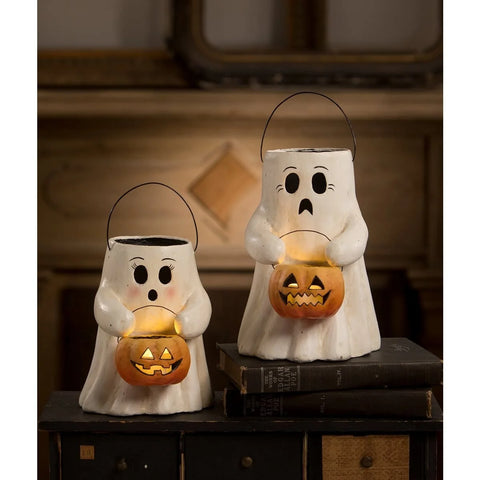 Scardey Boo + Sweet Boo w/Paper Mache Pumpkin Bucket