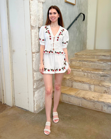 Bindi Embroidered Strawberry Shorts