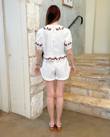 Bindi Embroidered Strawberry Shorts