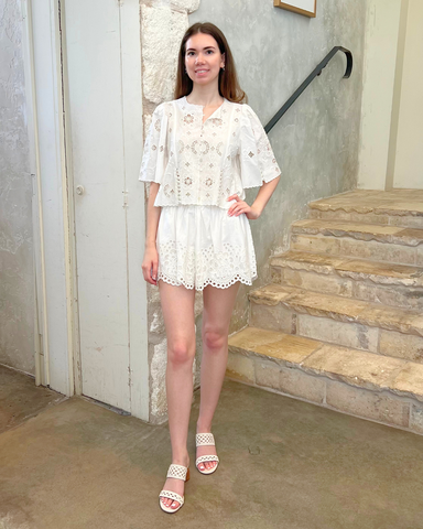 Gardener Embroidered Eyelet Shorts In White