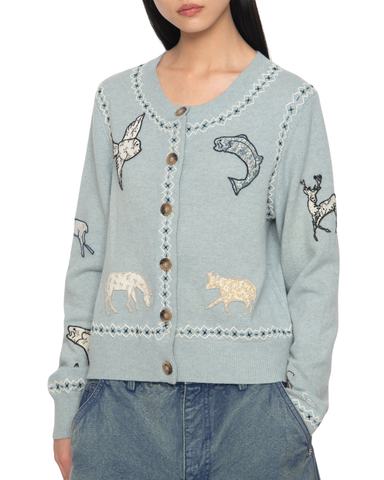 Winslow Craft Long Sleeve Cardigan In Blue