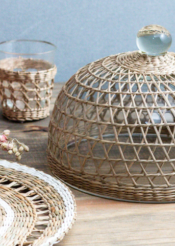 Seagrass Caged Glass Cloche