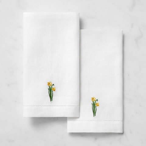 Fiorenza Daffodil Floral Embroidered Guest Towel