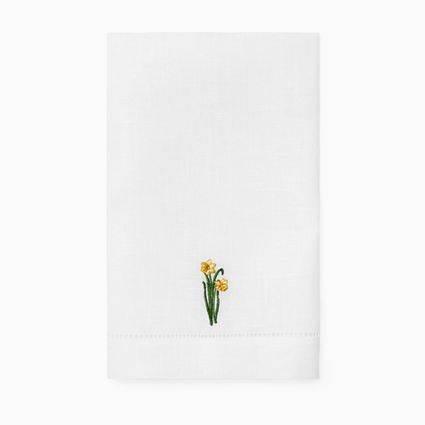 Fiorenza Daffodil Floral Embroidered Guest Towel