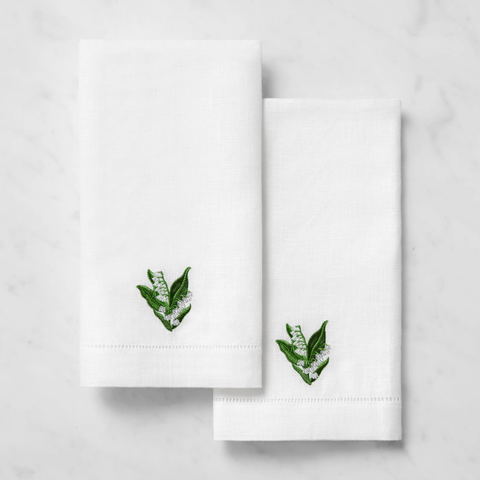 Fiorenza Lily Of The Valley Floral Embroidered Guest Towel