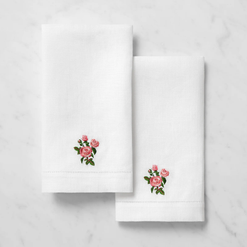 Fiorenza Rose Floral Embroidered Guest Towel